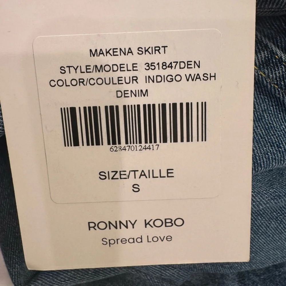 RONNY KOBO Makena Skirt Indigo Wash Denim Button Fly 100% Cotton Size Small NWT - Picture 5 of 5